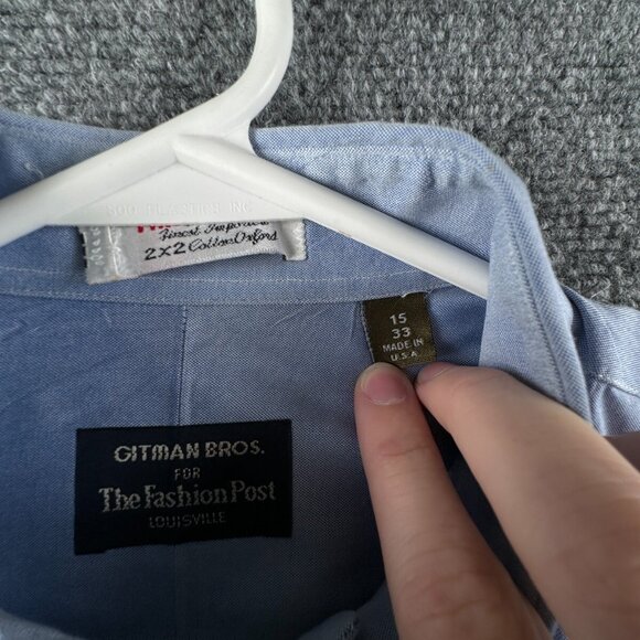 Gitman Bros For Fashion Post Louisville Button Up Shirt 15 33 Solid TTX 2x2 Blue - Picture 8 of 15